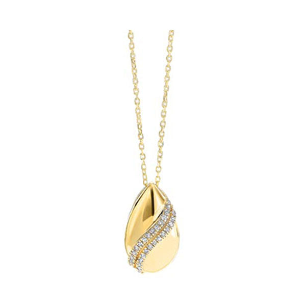 diamond teardrop shell pendant necklace in gold (0.08ctw)