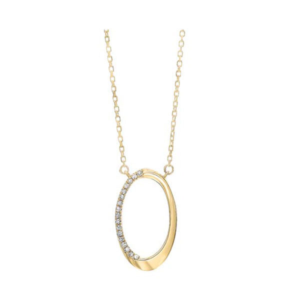 diamond half-eternity oval pendant necklace in yellow gold (0.05ctw)