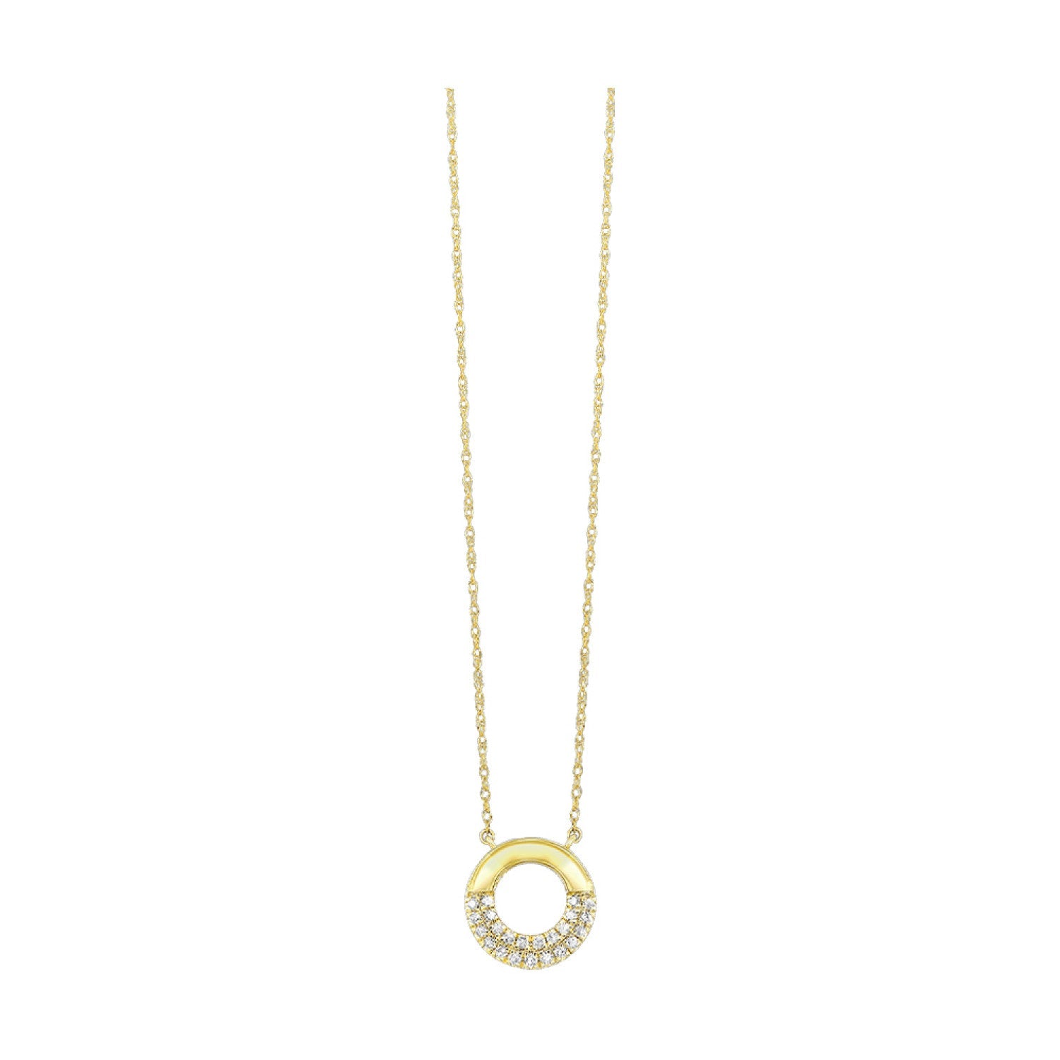 10K Yellow Gold Circle Diamond Pendant 1/6 CTW