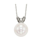 white cultured pearl pendant in 14k white gold (5.5mm) - aaa quality