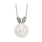 white cultured pearl pendant in 14k white gold (7mm) - aaa quality