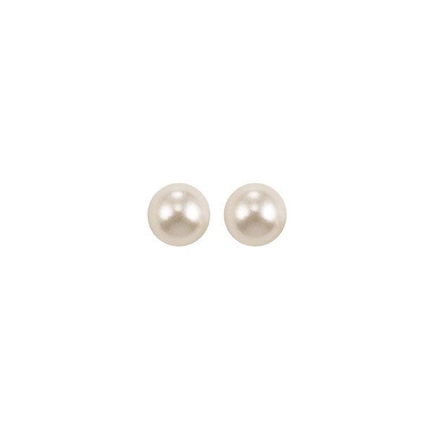 white cultured pearl stud earrings in 14k white gold (3.5mm) - aa quality