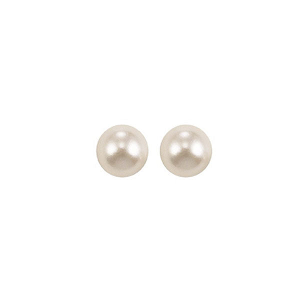 white cultured pearl stud earrings in 14k white gold (4.5mm) - aaa quality