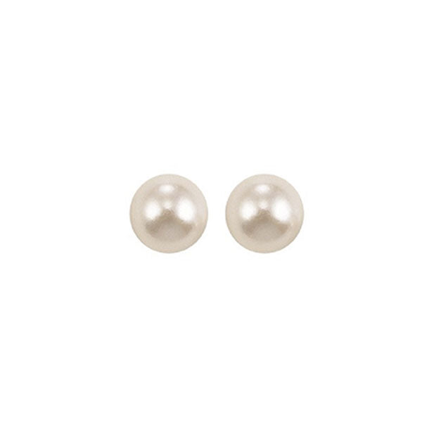 white cultured pearl stud earrings in 14k white gold (5mm) - aa quality