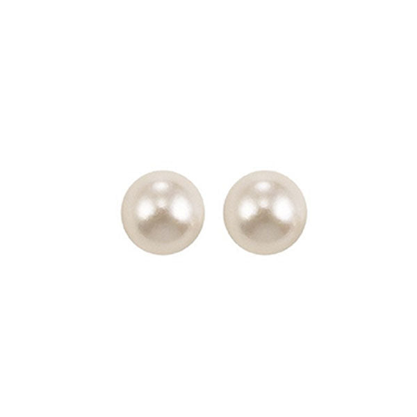 white cultured pearl stud earrings in 14k white gold (5.5mm) - aaa quality