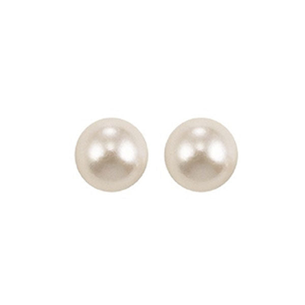 white cultured pearl stud earrings in 14k white gold (6.5mm) - aaa quality