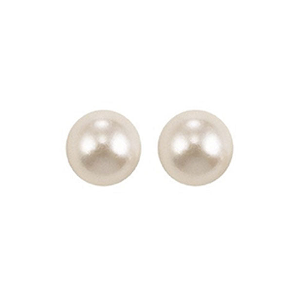 white cultured pearl stud earrings in 14k white gold (7mm) - aaa quality