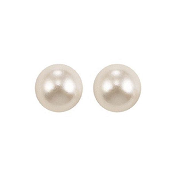 white cultured pearl stud earrings in 14k white gold (7.5mm) - aaa quality
