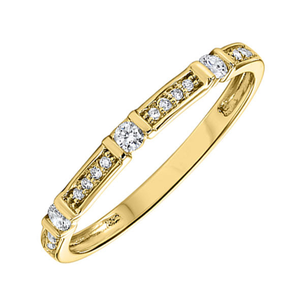 diamond solitaire station bar stackable 3/4 eternity band in 10k yellow gold (1/6 ctw)