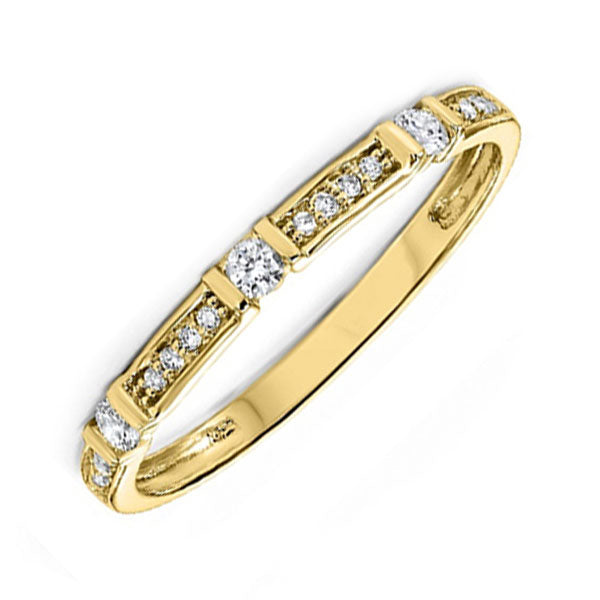 diamond solitaire station bar stackable 3/4 eternity band in 14k yellow gold (1/6 ctw)