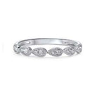 diamond teardrop vintage style milgrain stackable band in 10k white gold (1/8 ctw)