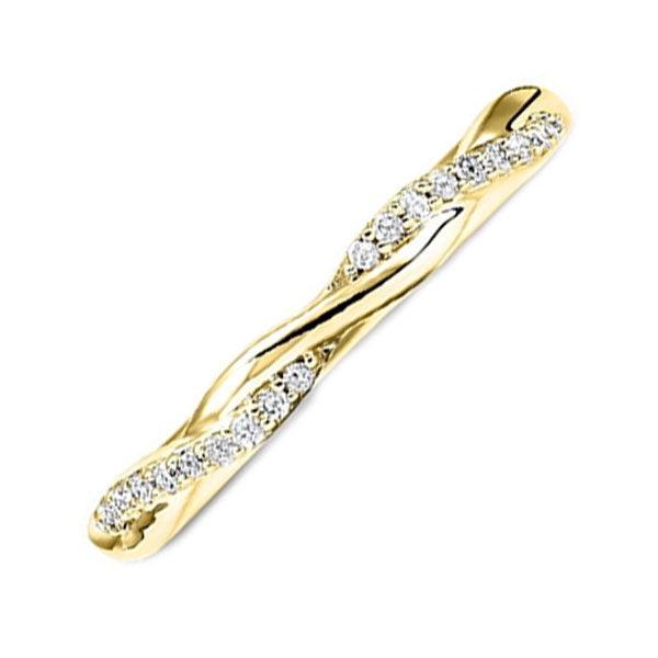 14k yellow gold stackable prong diamond band (1/10 ct. tw.)