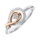 diamond swirling cluster love knot ring in 14k yellow gold & sterling silver (1/6 ctw)