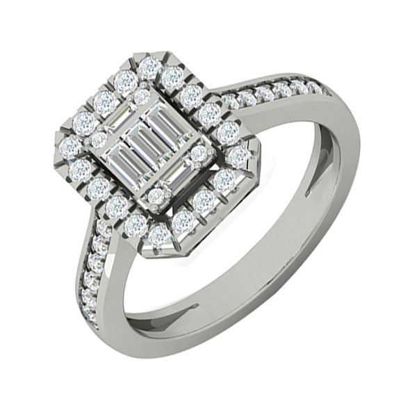 diamond rectangular halo ring in 14k white gold (3/4ctw)