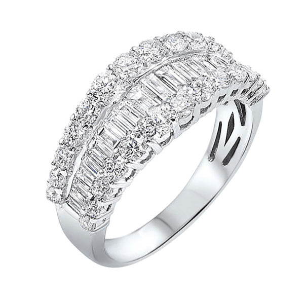 diamond 1/4 eternity baguette tapered stackable wedding band in 14k white gold (2 1/4 ctw)