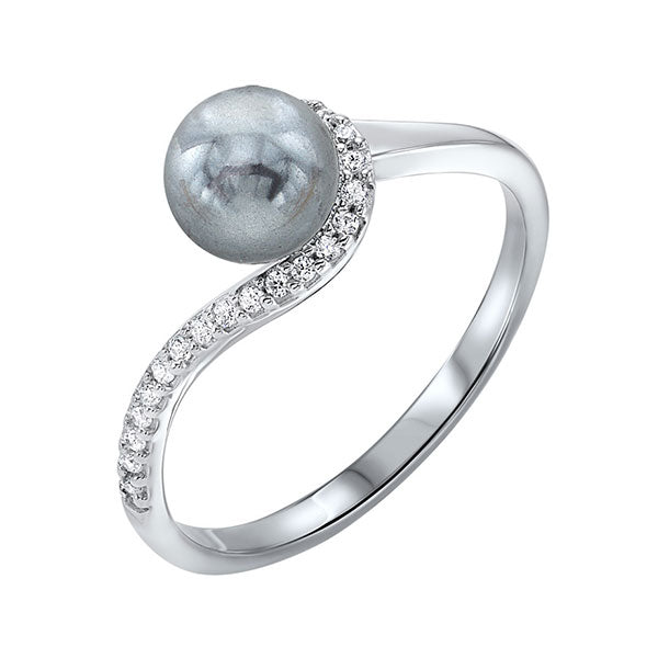 twisting shell pearl ring in sterling silver