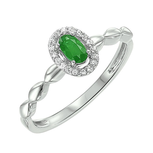 10k white gold  prong emerald ring (1/14 ct. tw.)