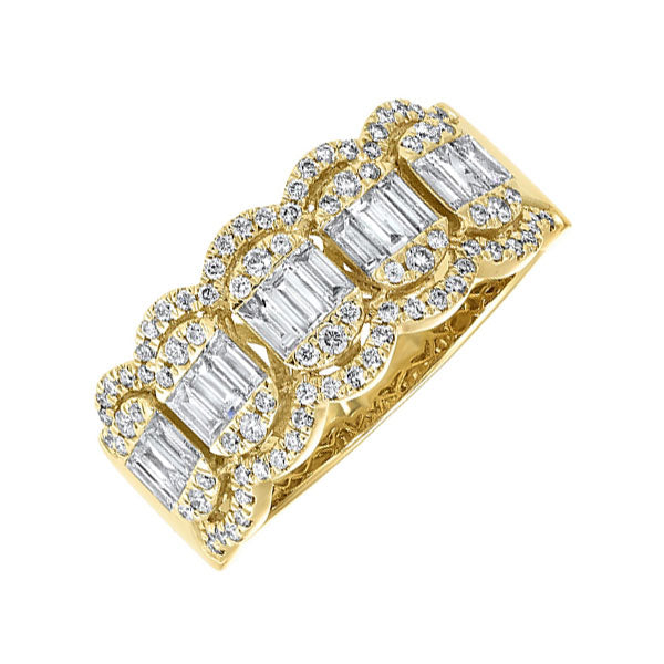 diamond baguette vintage style band in 14k yellow gold (3/4ctw)