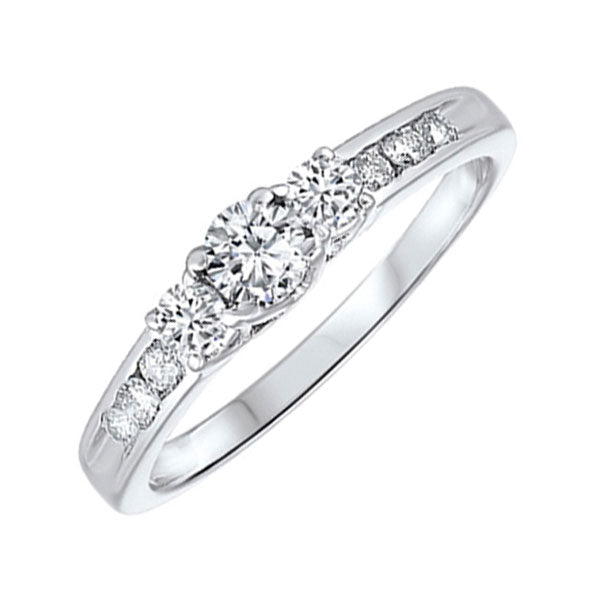 three stone plus diamond ring in 14k white gold (1/2 ct. tw)