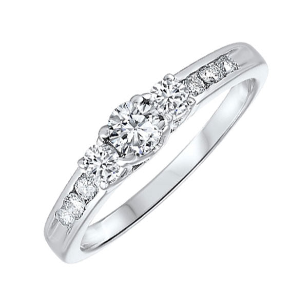 three stone plus diamond ring in 14k white gold (3/4 ct. tw)