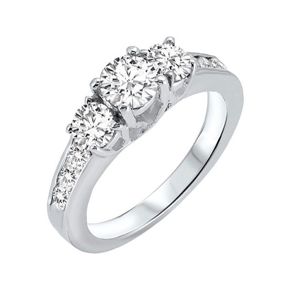 three stone plus diamond ring in 14k white gold (1 ct. tw)