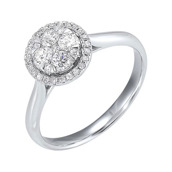 diamond halo round cluster ring in 14k white gold (1/4 ctw)