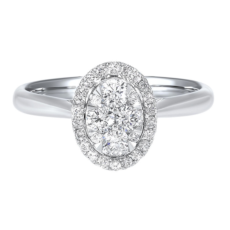 diamond oval halo cluster ring in 14k white gold (1/2 ctw)