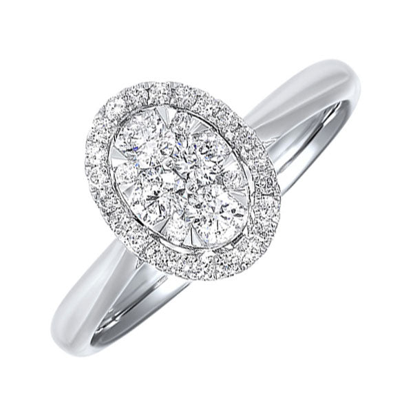 diamond oval halo cluster ring in 14k white gold (1/2 ctw)