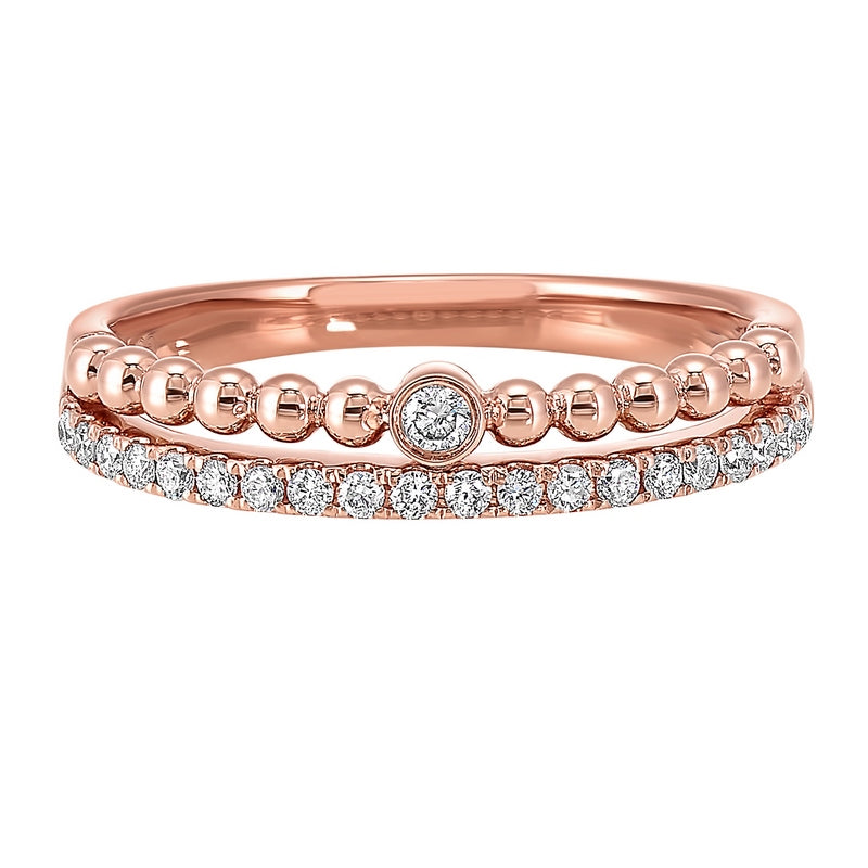 diamond ? eternity ball-bead stackable split band in 14k rose gold (1/5 ctw)