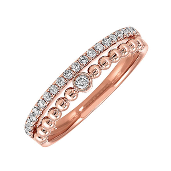 diamond ? eternity ball-bead stackable split band in 14k rose gold (1/5 ctw)