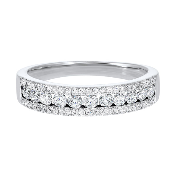 triple row diamond stackable band in 14k white gold (1/2ctw)