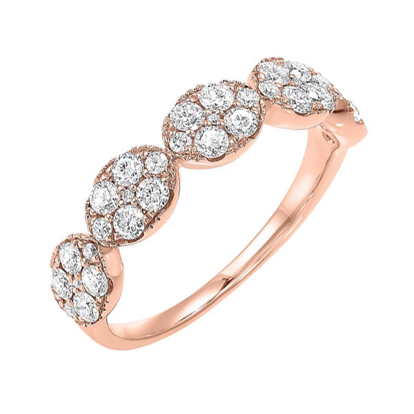 five station oval diamond ring in 14k rose gold (3/4 ct. tw)
