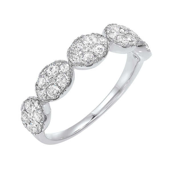 five station oval diamond ring in 14k white gold (3/4 ct. tw)