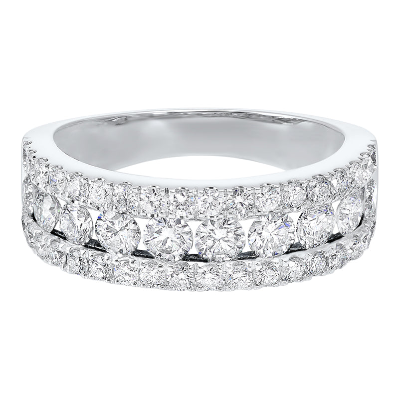 triple row diamond stackable band in 14k white gold (1 1/2ctw)