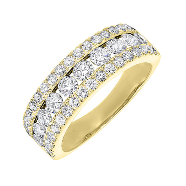 14k yellow gold 3 row multi channel diamond band (1 1/2 ct. tw.)