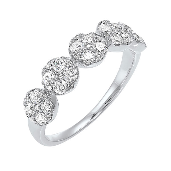 five station circle diamond ring in 14k white gold (3/4 ct. tw)