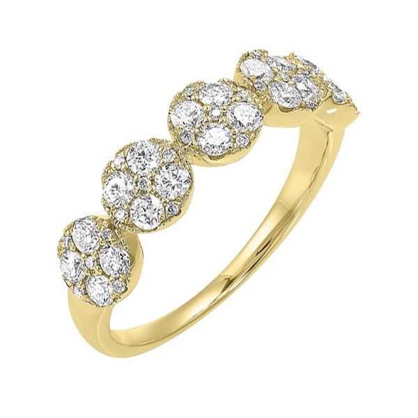 five station circle diamond ring in 14k yellow gold (3/4 ct. tw)