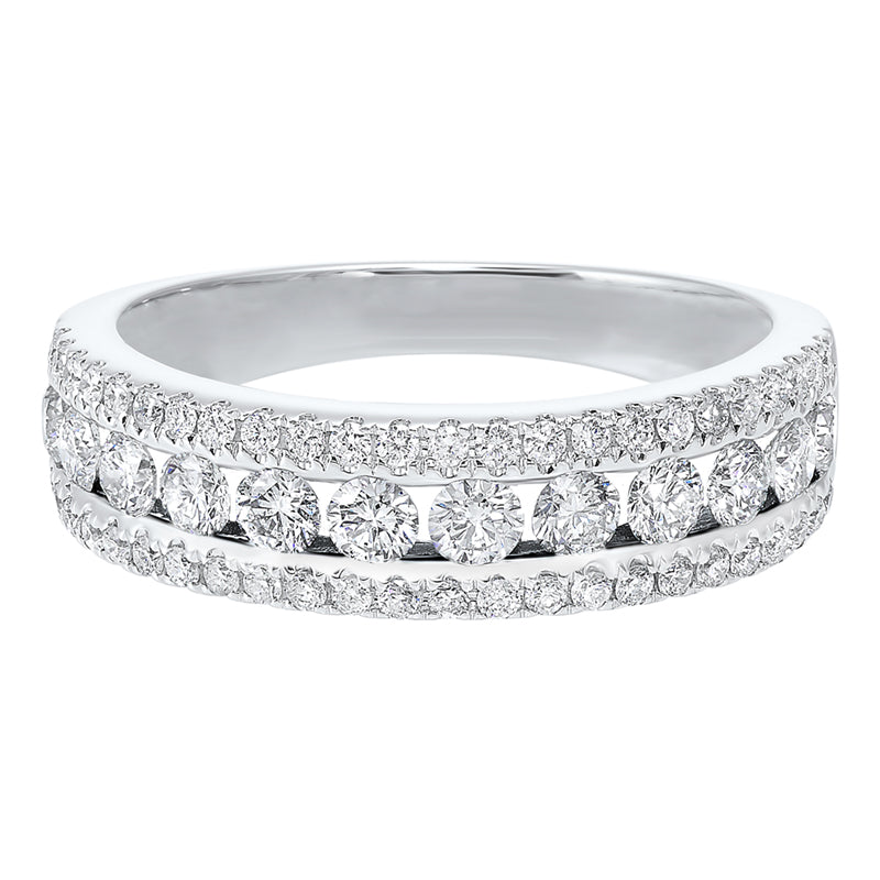 triple row diamond stackable band in 14k white gold (1ctw)