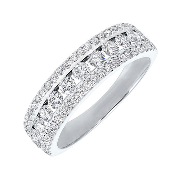 triple row diamond stackable band in 14k white gold (1ctw)