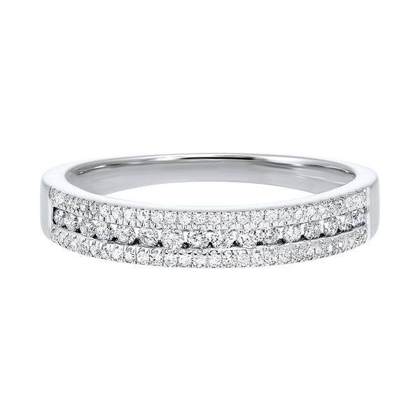 triple row diamond stackable band in 14k white gold (1/4ctw)
