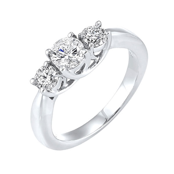 14k white gold 3 stone round prong ring (1/4 ct. tw.)