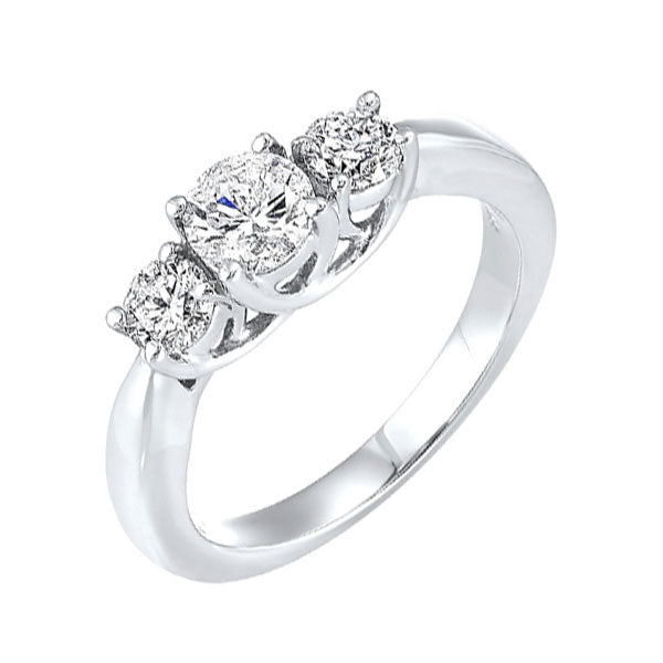 14k white gold 3 stone round prong ring (1/2 ct. tw.)