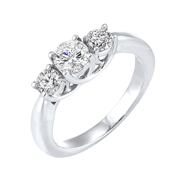 14k white gold 3 stone round prong ring (3/4 ct. tw.)