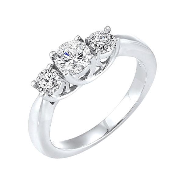 14k white gold 3 stone round prong ring (1 ct. tw.)