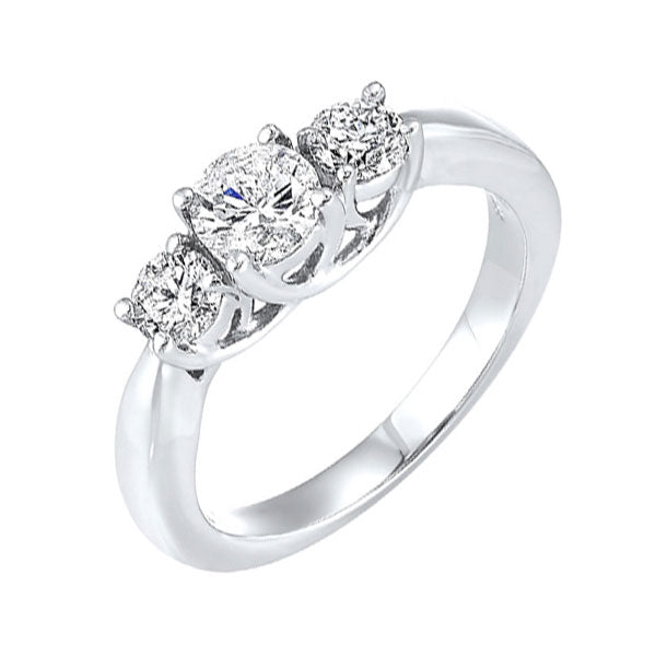 14k white gold 3 stone round prong ring (2 ct. tw.)