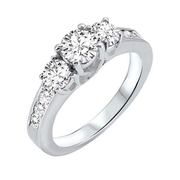 three stone plus diamond ring in 14k white gold (1 1/2 ct. tw)