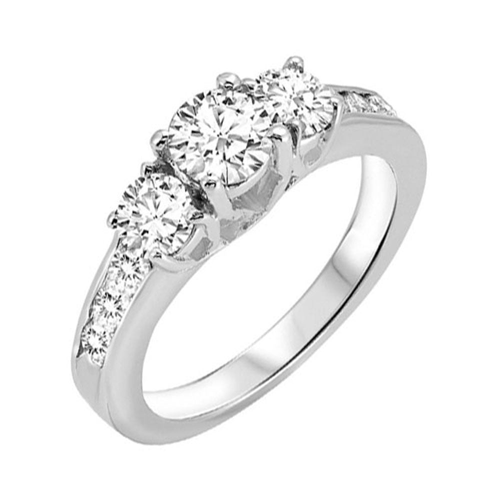 three stone plus diamond ring in 14k white gold (2 ct. tw)