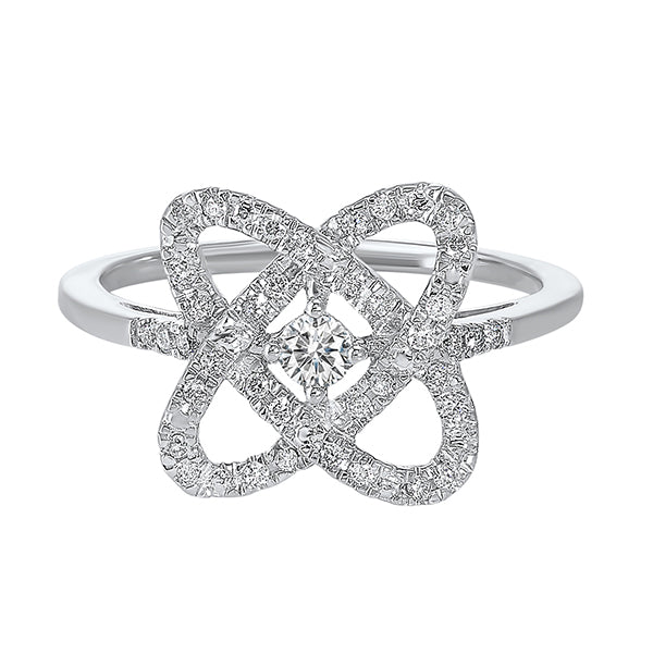 diamond infinity love heart knot ring in sterling silver (1/4ctw)