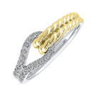 diamond teardrop twisted interlocking ring in 14k two-tone gold (1/6 ctw)