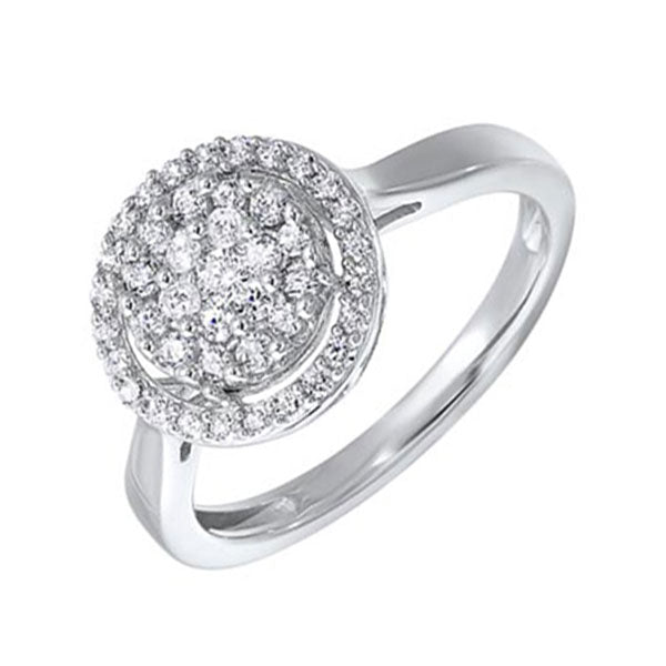 diamond halo cluster engagement ring in 14k white gold (? ctw)